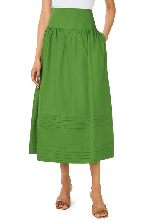 A-Line Cotton Midi Skirt