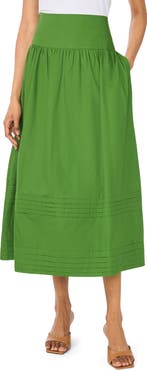 1.STATE A-Line Cotton Midi Skirt