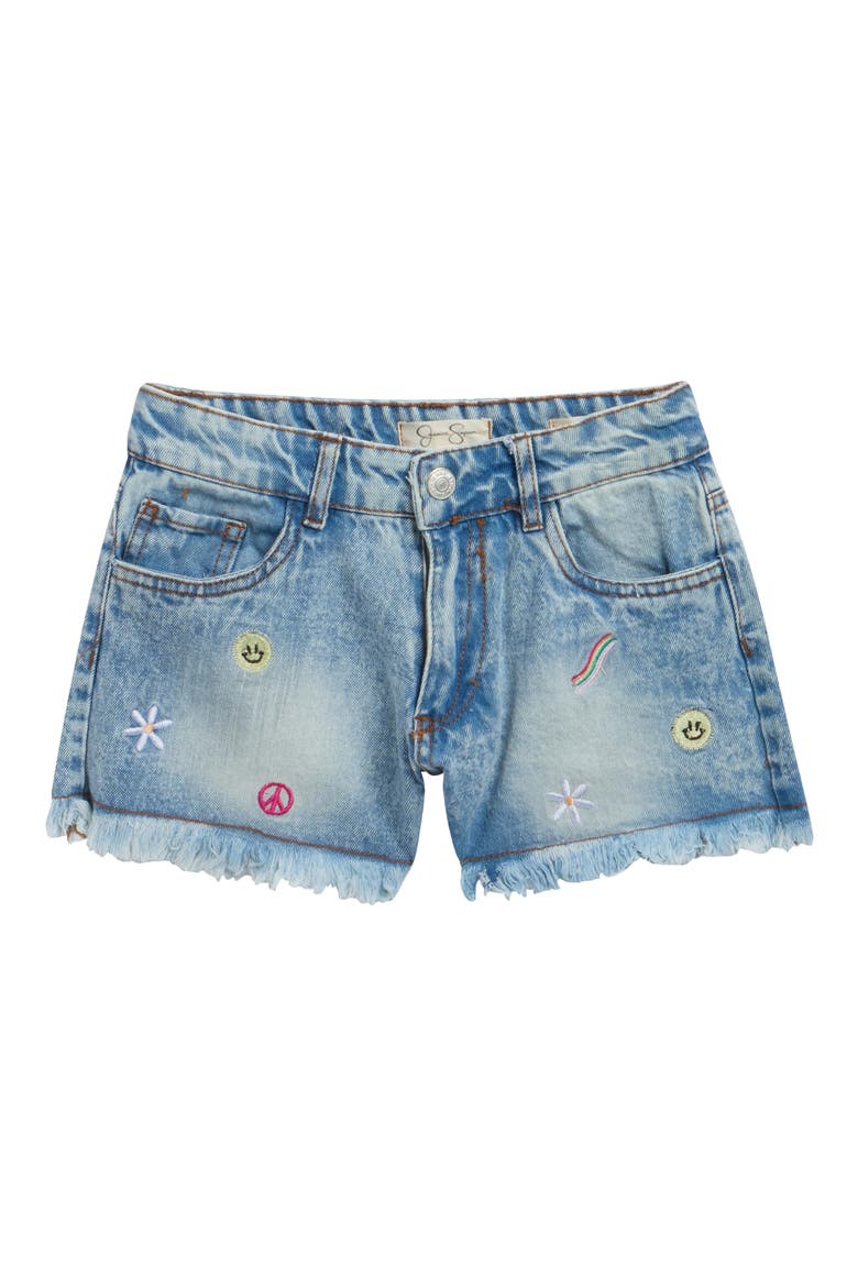 Kids' Fringe Denim Shorts, Main, color, LIGHT WASH