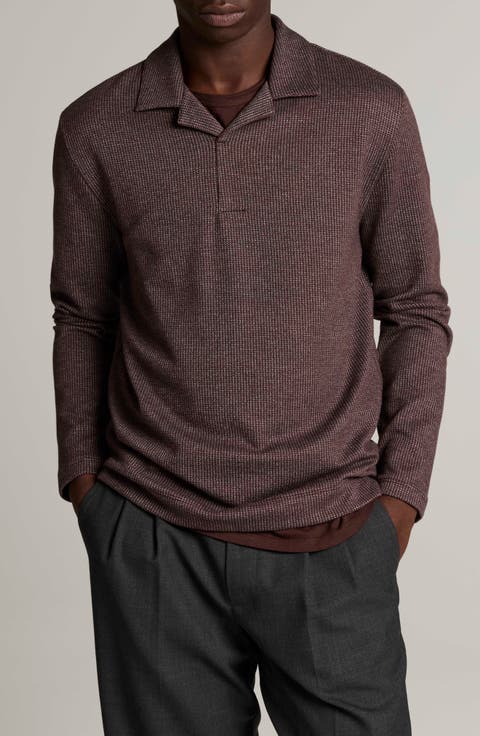 Blurred Birdseye Long Sleeve Johnny Polo