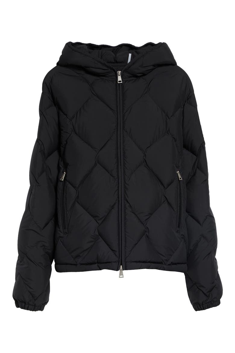 Arvouinne Diamond Quilted Hooded Down Jacket, Main, color, BLACK
