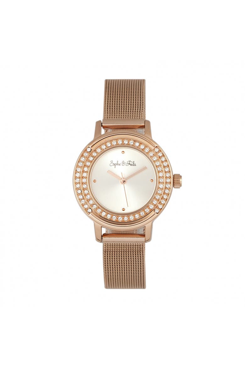 Sophie & Freda Cambridge Bracelet Watch w/Swarovski Crystals, Main, color, Rose Gold