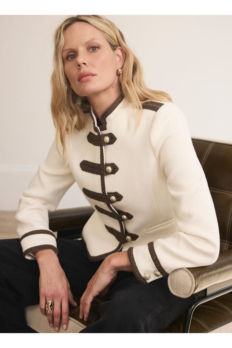 Contrast Military Jacket, Alternate, color, Ivory