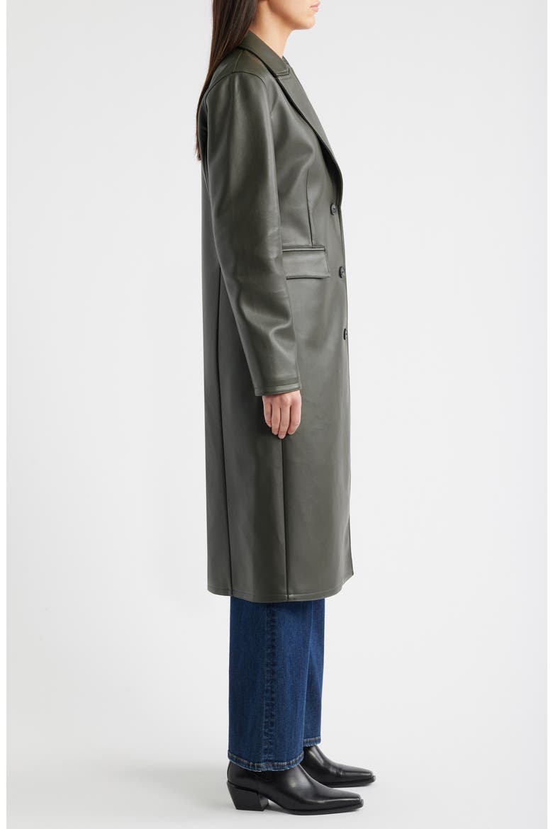 Longline Faux Leather Coat, Alternate, color, GREY / HEATHER GREY