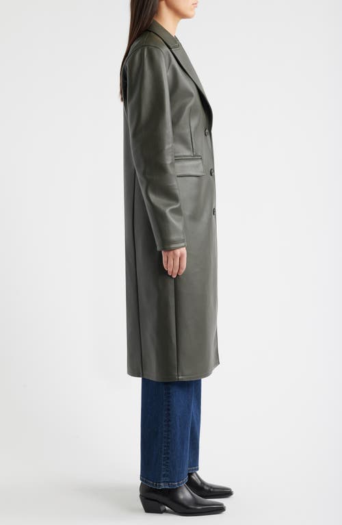 Bernardo Longline Faux Leather Coat In Gray