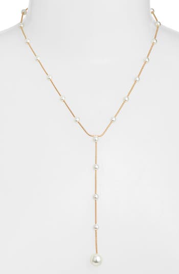 Graduated Faux Pearl Y-Necklace