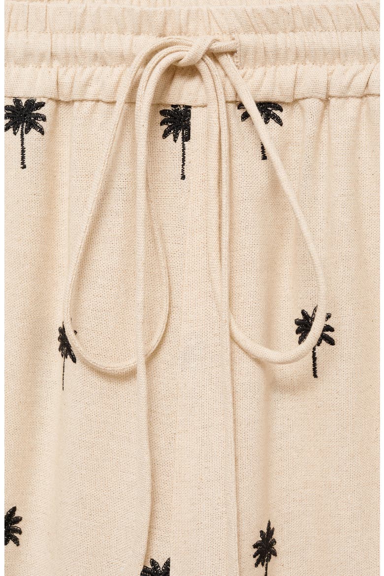 Palm Tree Embroidered Drawstring Pants, Alternate, color, BEIGE