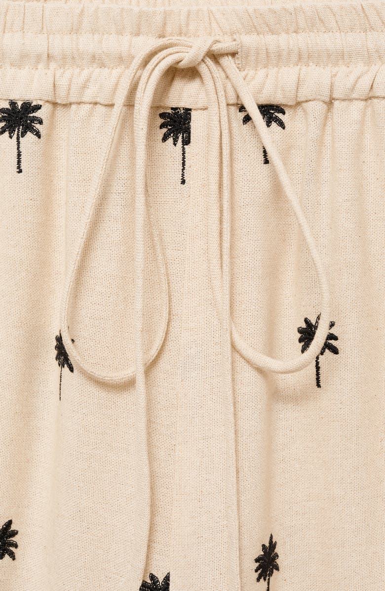 MANGO Palm Tree Embroidered Drawstring Pants, Alternate, color, 