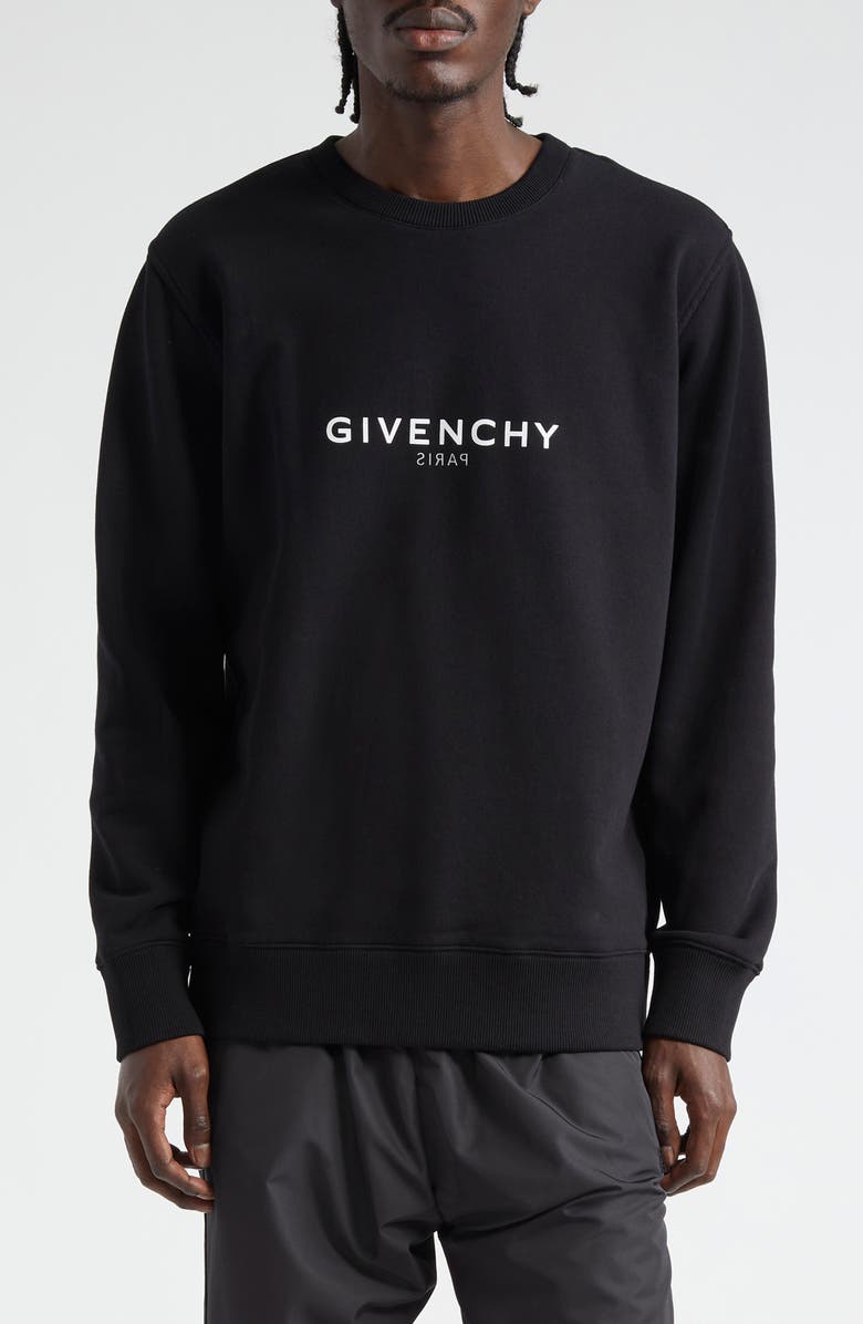 Givenchy Reverse Logo Cotton Crewneck Sweatshirt, Main, color,