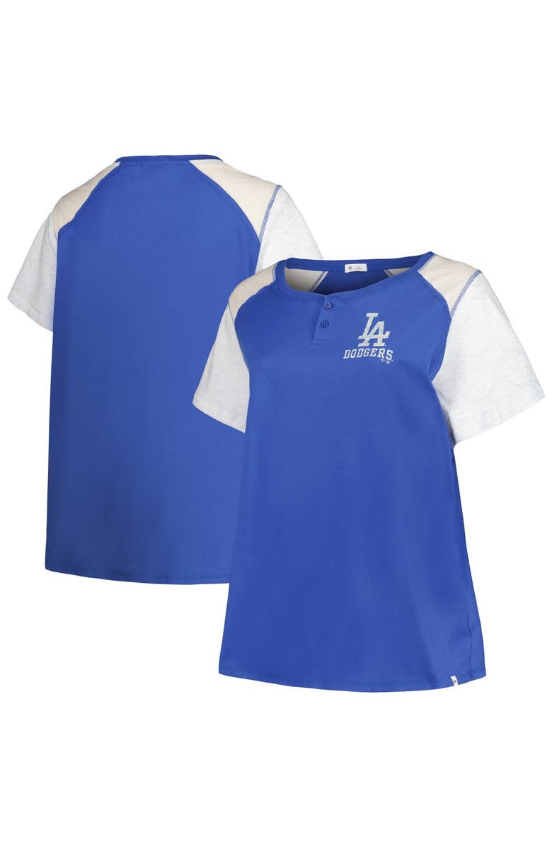 '47 Women's '47 Royal/Gray Los Angeles Dodgers Plus Size Henley T-Shirt, Alternate, color, 