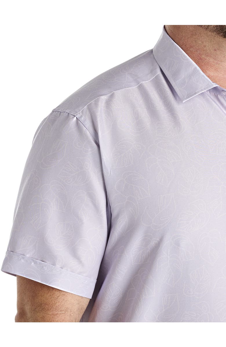 Synrgy by DXL Big & Tall Microfiber Big Leaf Print Sport Shirt, Alternate, color, Purple