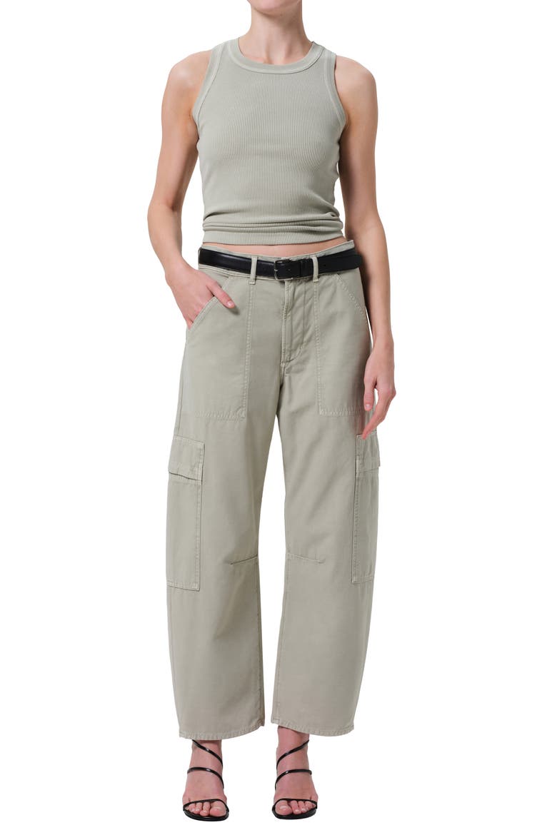 Marcelle Low Rise Barrel Cargo Pants, Alternate, color, MATCHA