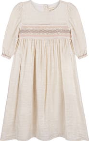 Ely's & Co. Looms Stitch Collection - 3/4 Smocked Linen Dress