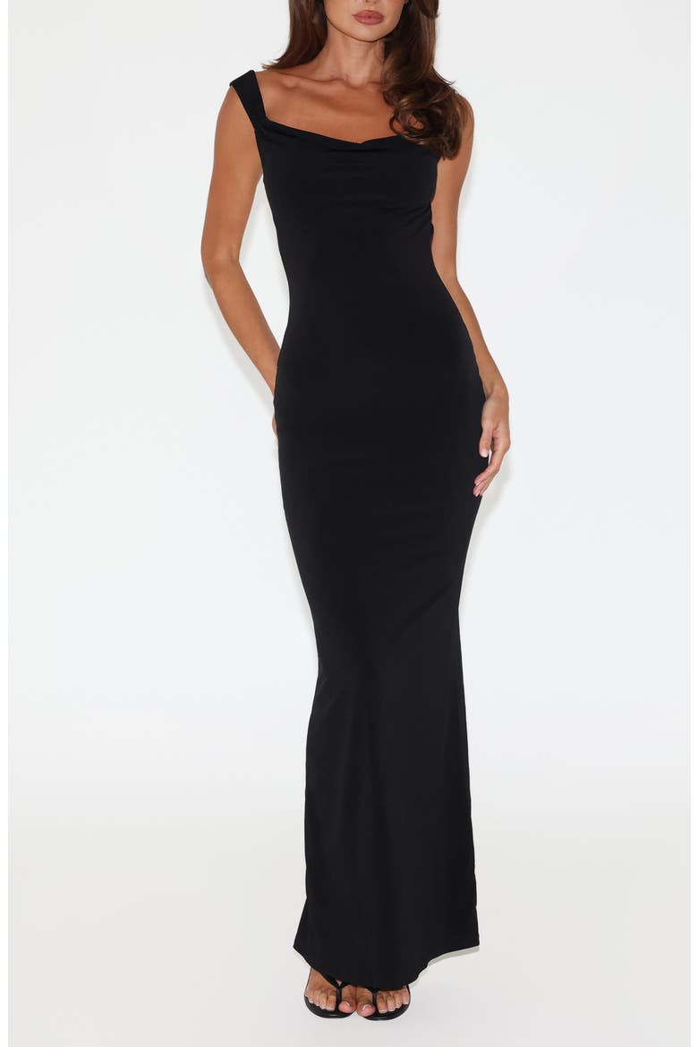 Morana Evening Dress, Main, color, BLACK