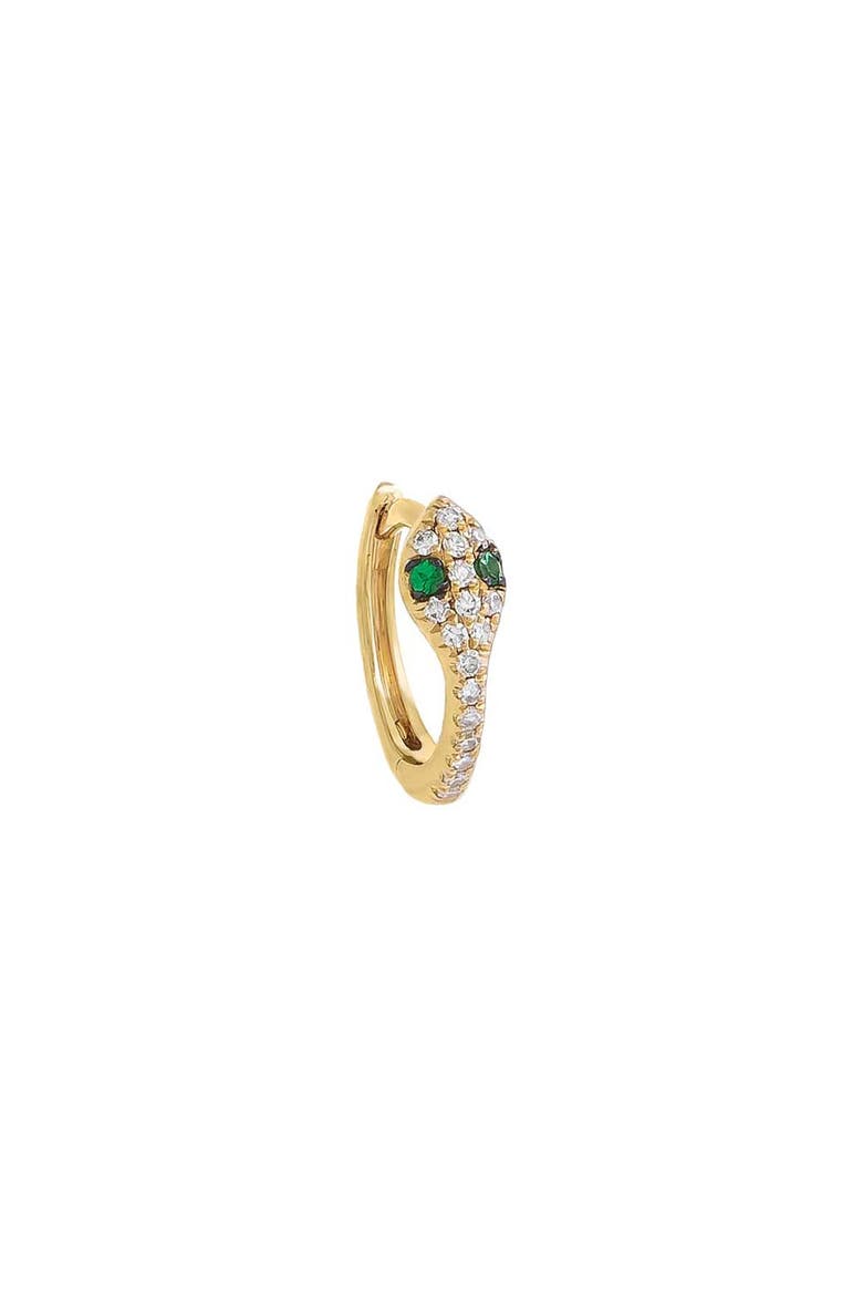 Diamond Snake Huggie Earring 14K, Alternate, color, Emerald Green