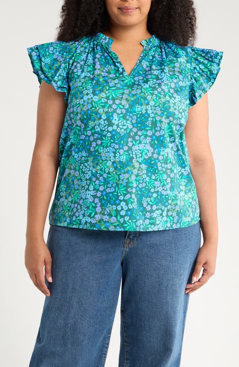 Midnight Floral Ruffle Top (Plus)