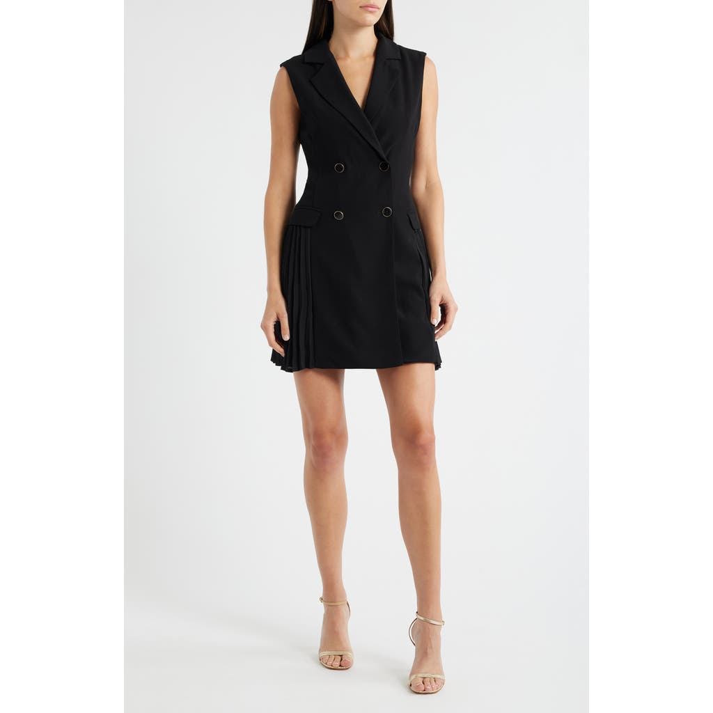 Sam Edelman Pleated Double Breasted Blazer Dress In Black