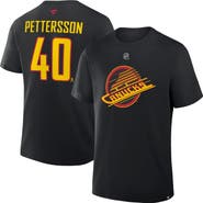 FANATICS Men's Fanatics Elias Pettersson Black Vancouver Canucks Authentic Stack Name & Number T-Shirt