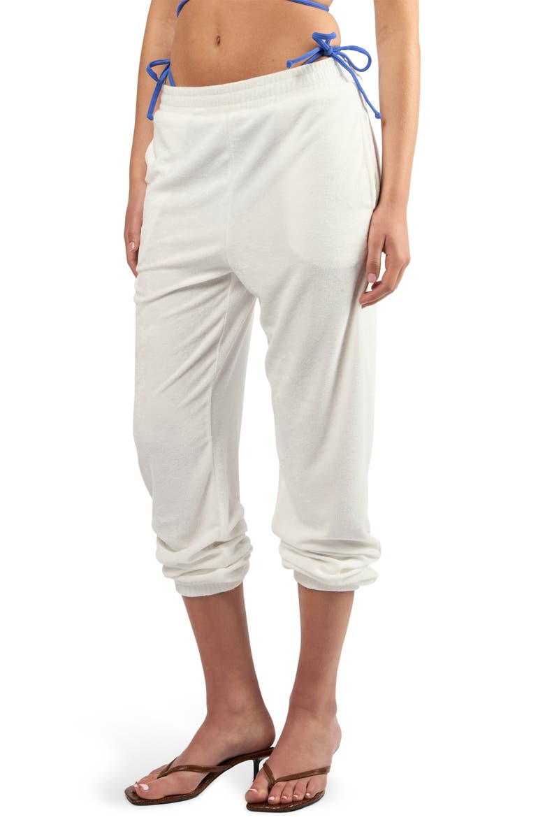Viens Avec Moi Terry Lounge Pants, Main, color, White