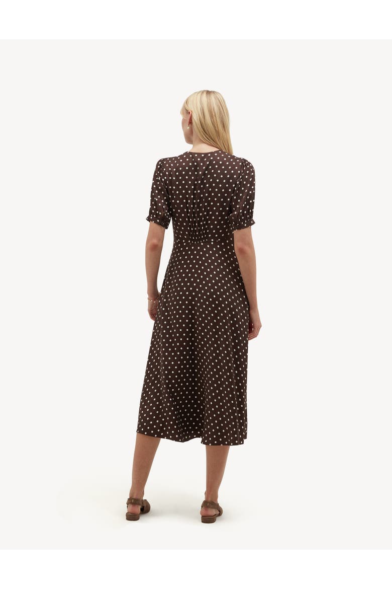 Freya Polka Dot Silk Midi Dress, Alternate, color, Brownivory