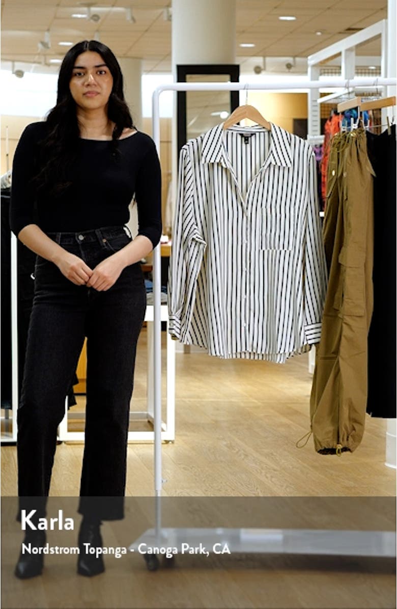 Stripe Satin Button-Up Shirt, sales video thumbnail