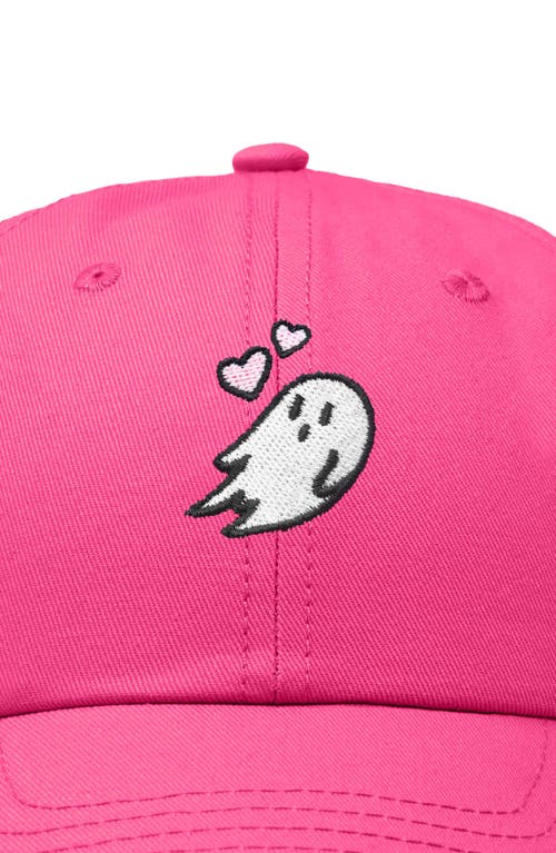 Dalix Heartly Ghost Embroidered Cap In Hot Pink