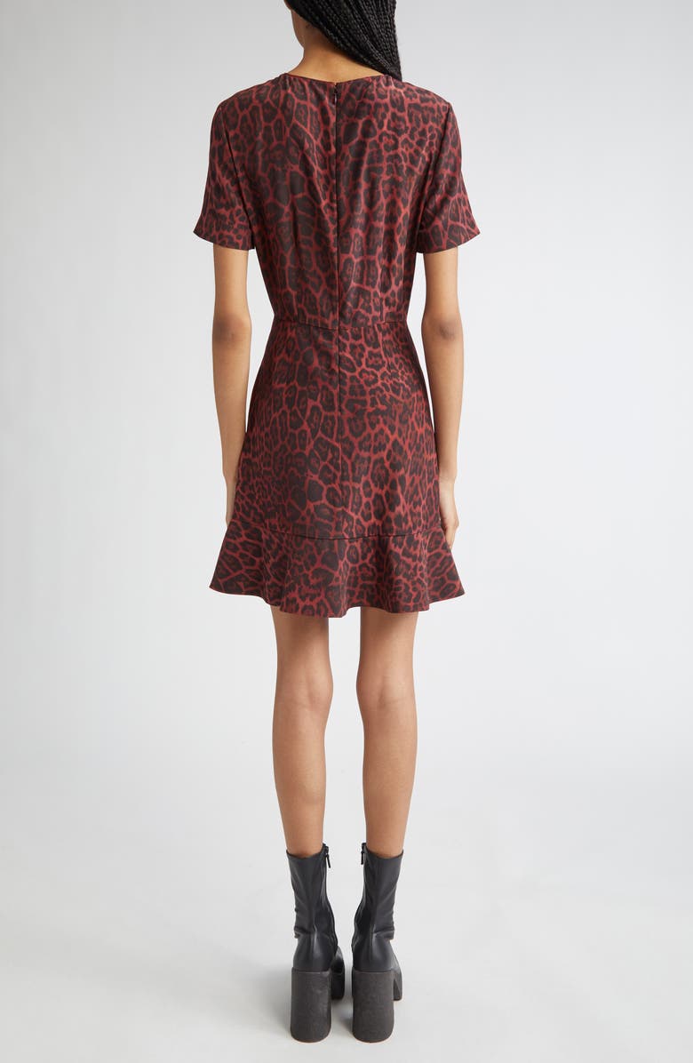 Stella McCartney Iconic Leopard Print Silk Minidress, Alternate, color, 6062 - Berry