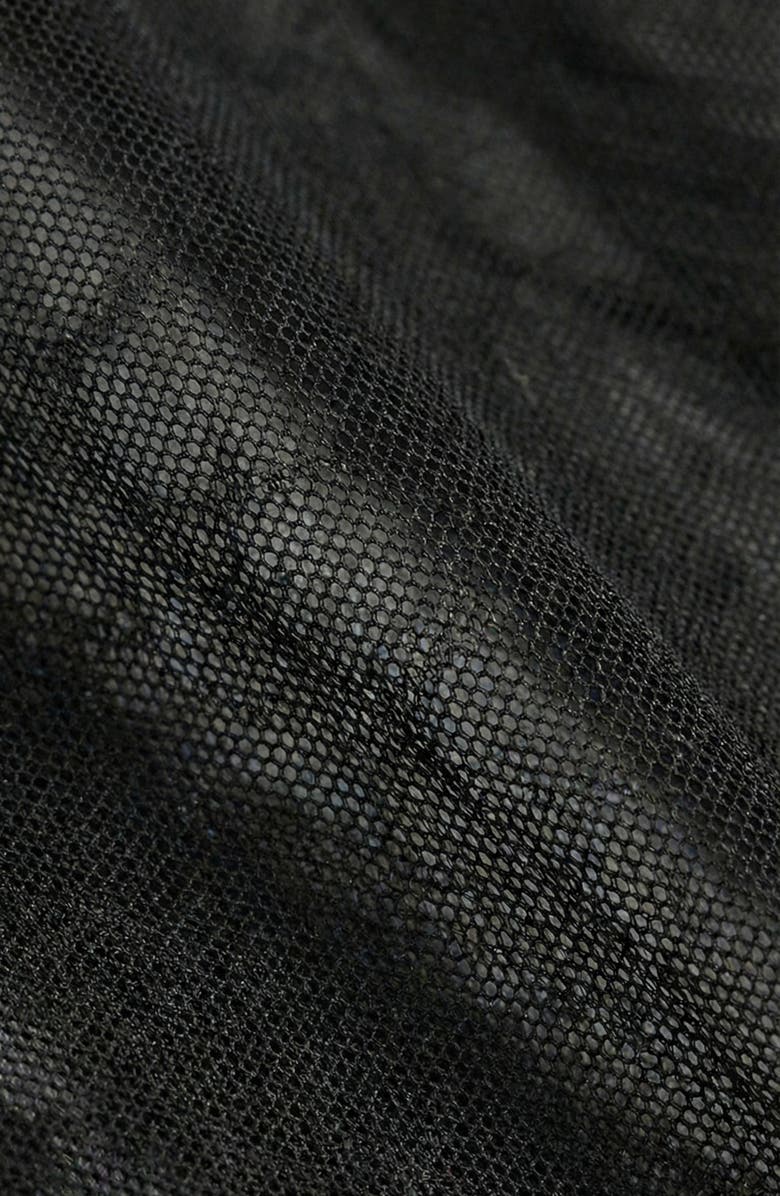 Modenaire Ruched Sheer Mock Neck Top, Alternate, color, Black