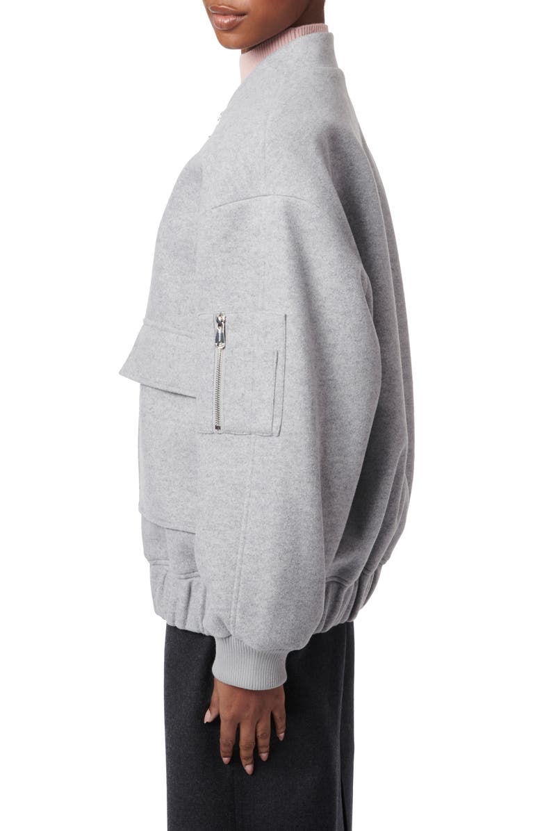 Bernardo Oversize Felt Bomber Jacket, Alternate, color, Heather Grey
