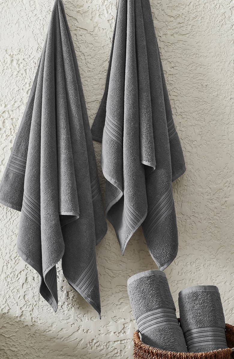 Woven & Weft 6-Piece Cotton Bath Towels, Alternate, color, Solid - Dark Grey