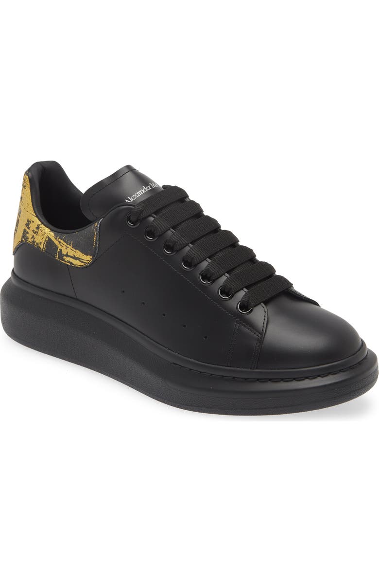 McQueen Fold Print Oversized Leather Sneaker, Main, color,