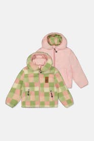 Deux par Deux Reversible Mid-Season Fleece Full Zip Hooded Jacket