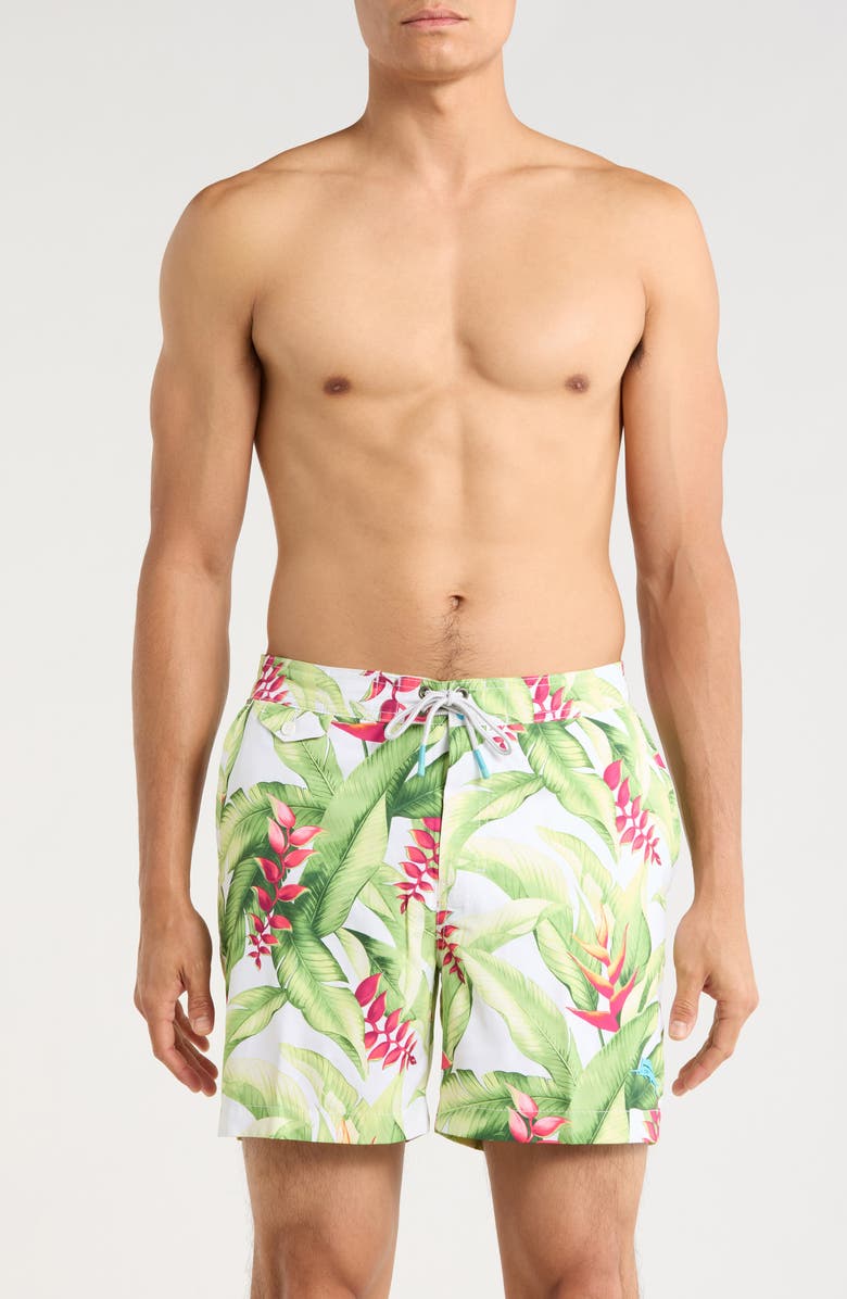 Tommy Bahama Rialto Calypso Fronds Swim Trunks, Main, color, White