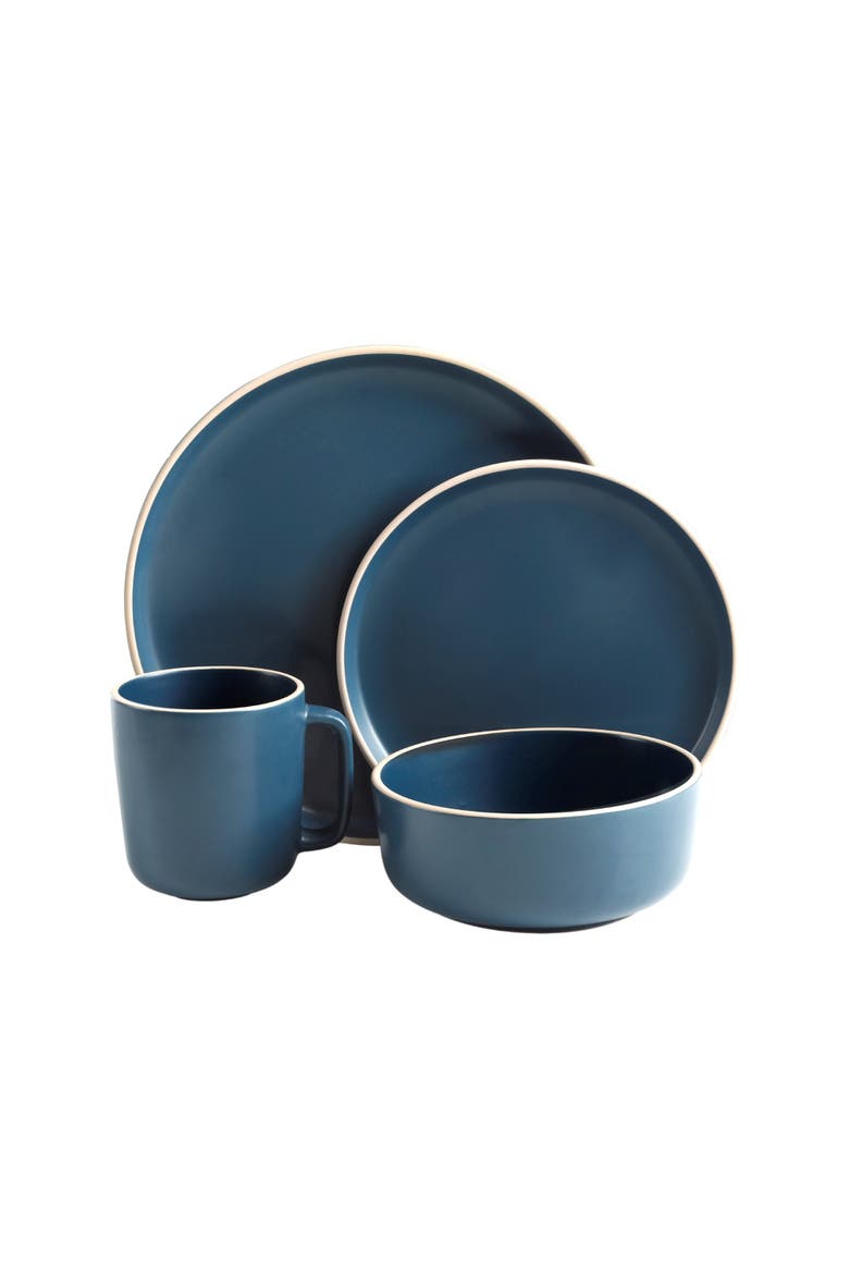 Zuma 16-Piece Matte Stoneware Dinnerware Set, Alternate, color, Cobalt