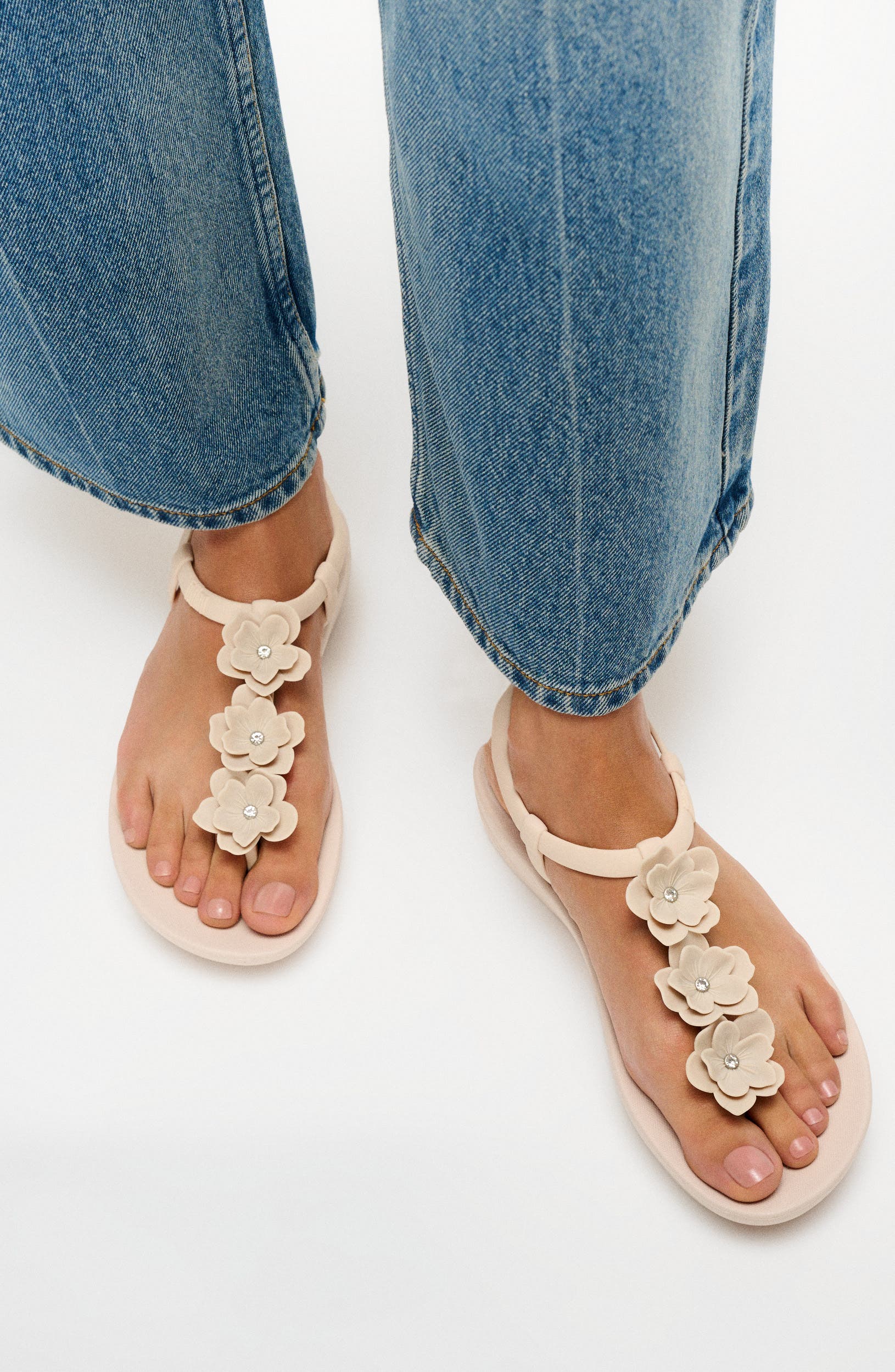 Splash Flower T-Strap Sandal, Alternate, color, NUDE ROSE