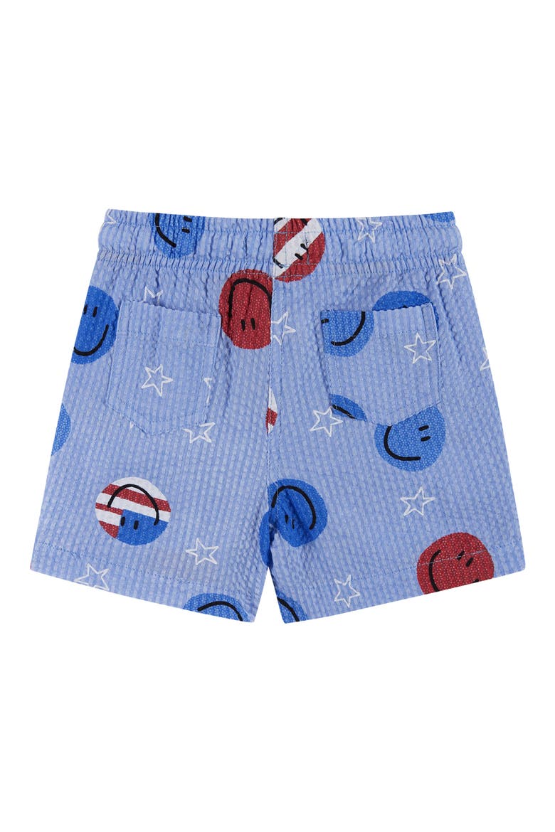 Print Cotton Seersucker Button-Up Shirt & Shorts Set, Alternate, color, BLUE AMERICA