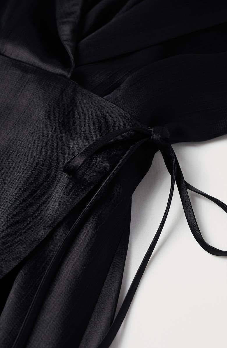 MANGO Long Sleeve Satin Wrap Dress, Alternate, color,