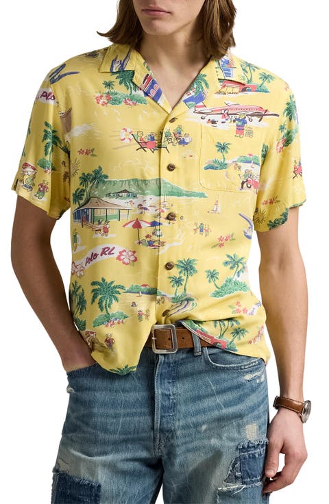 Aloha Print Classic Fit Camp Shirt