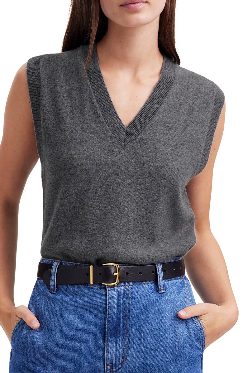 Madewell V-Neck Cashmere Sweater Vest, Main, color,