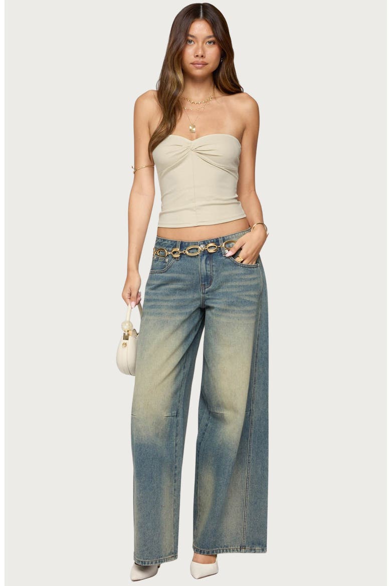 Lian Twist Front Strapless Crop Top, Alternate, color, CREAM