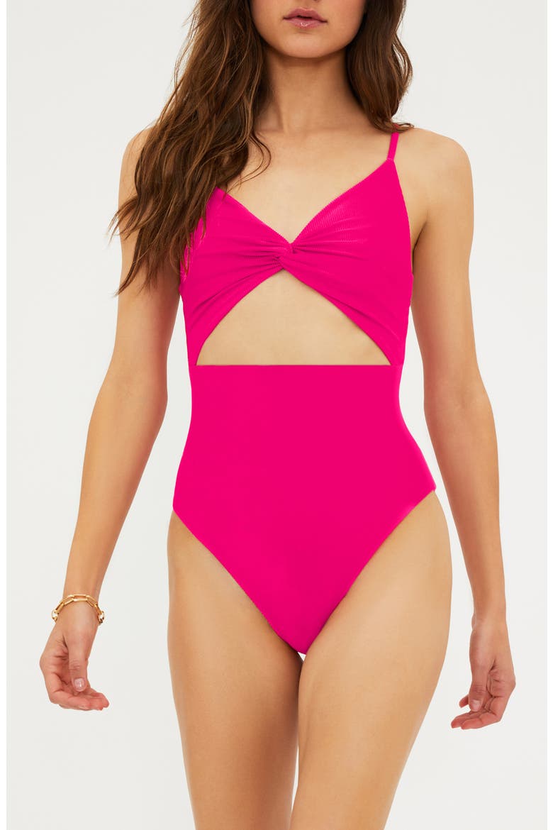 Annalisa Textured One-Piece Swimsuit, Main, color, RASPBERRY
