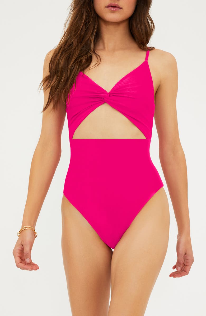 Beach Riot Annalisa Textured One-Piece Swimsuit, Main, color, Raspberry