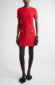 Valentino V-Detail Solid Crepe Couture Minidress