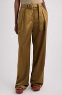 Dries Van Noten Peaches Belted Pleated Wide Leg Trousers