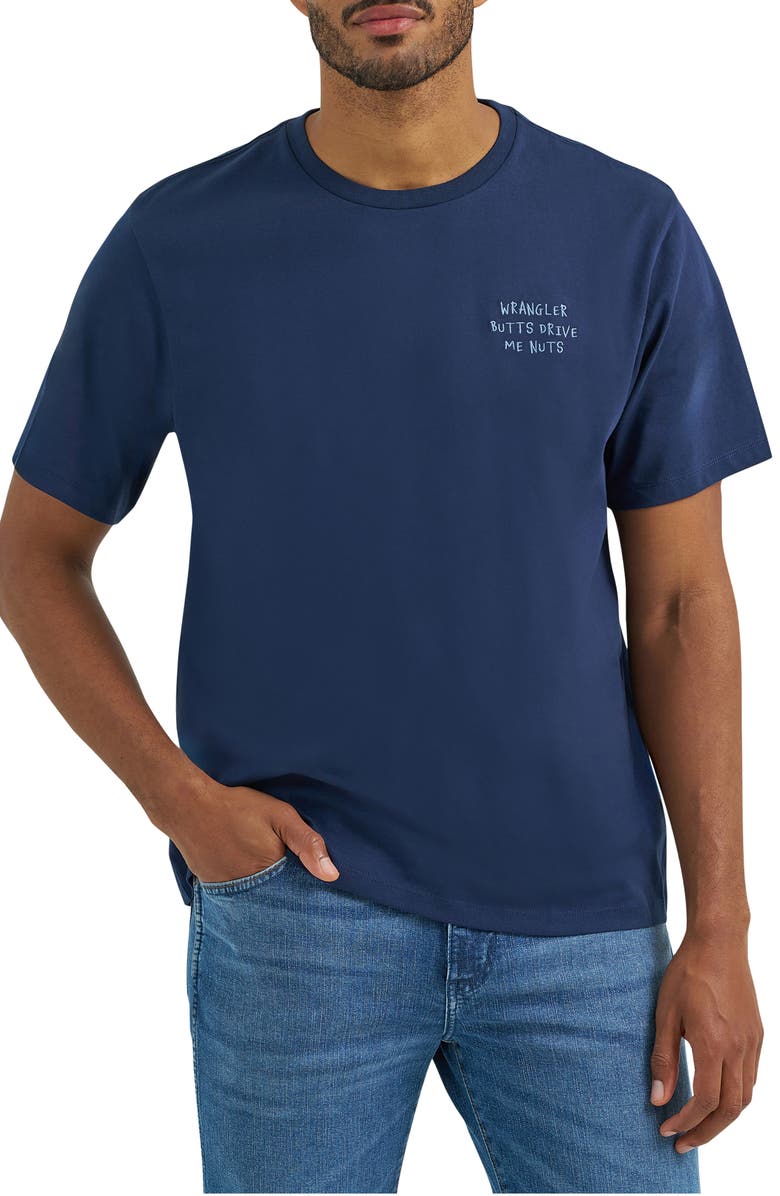 Wrangler Butts Embroidered T-Shirt, Alternate, color, Navy