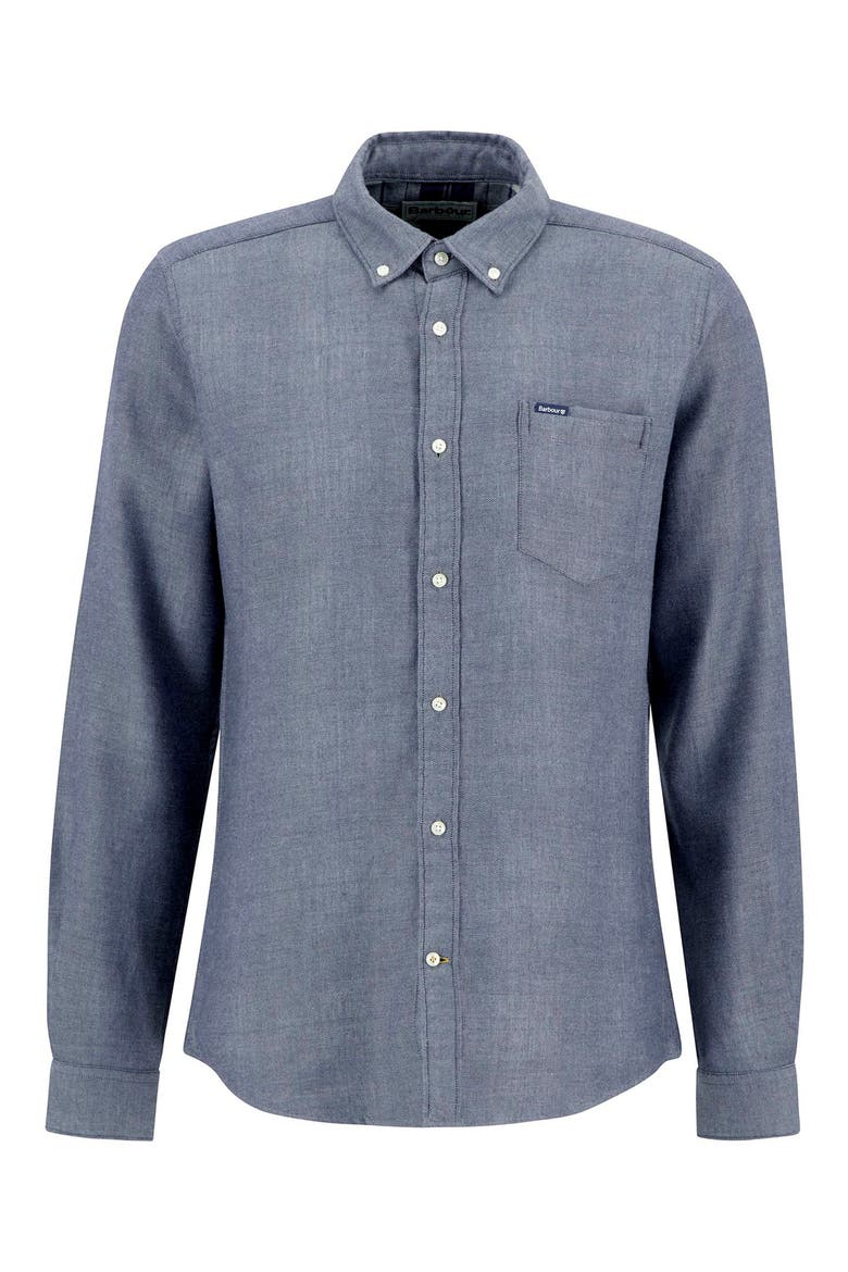 Buckley Tailored Fit Cotton Herringbone Button-Down Shirt, Alternate, color, DARK NAVY