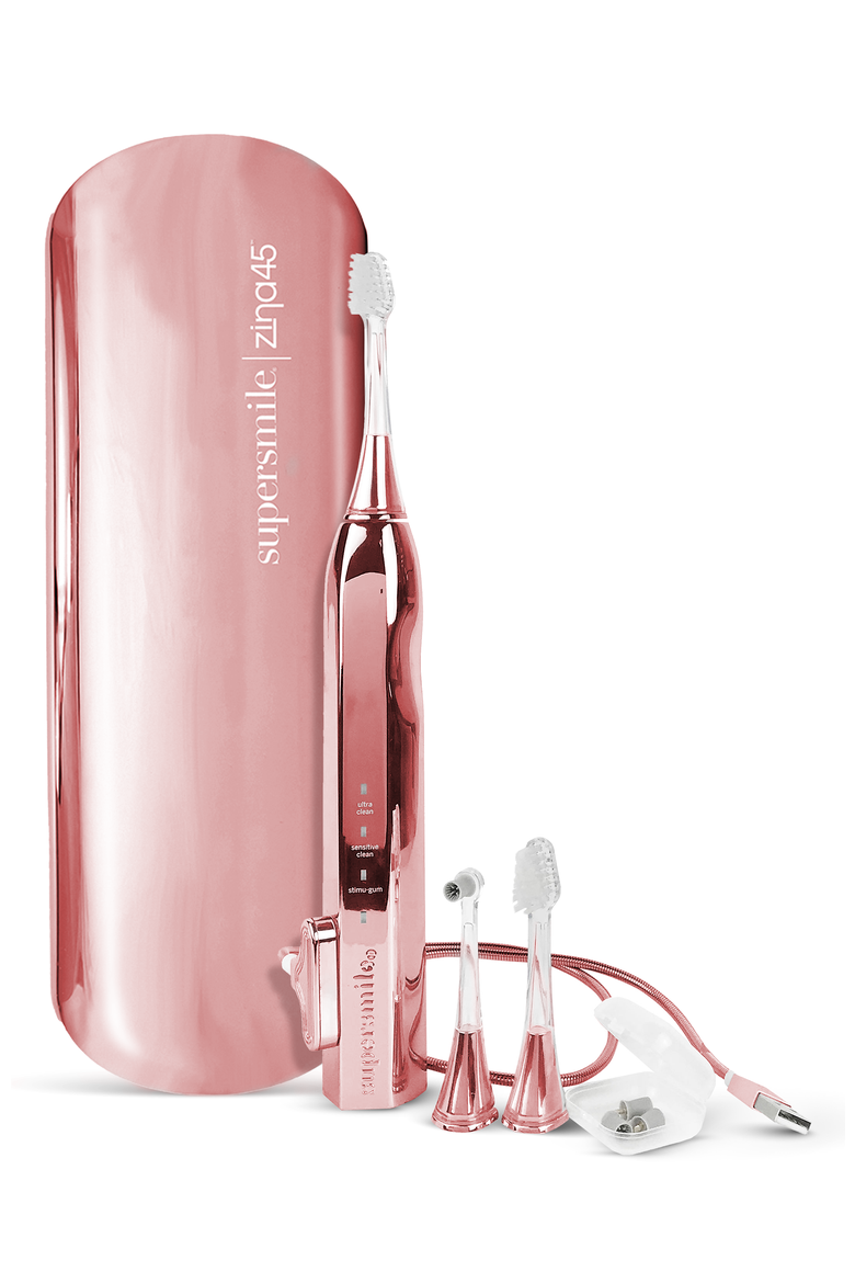 Zina45 Sonic Pulse Toothbrush + travel case, Main, color, Chrome Rose