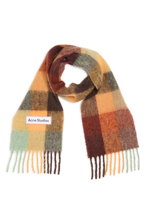 Acne Studios Women Multicolor Scarf With Check Motif And Logo Patch In Alpaca And Wool Blend Woman