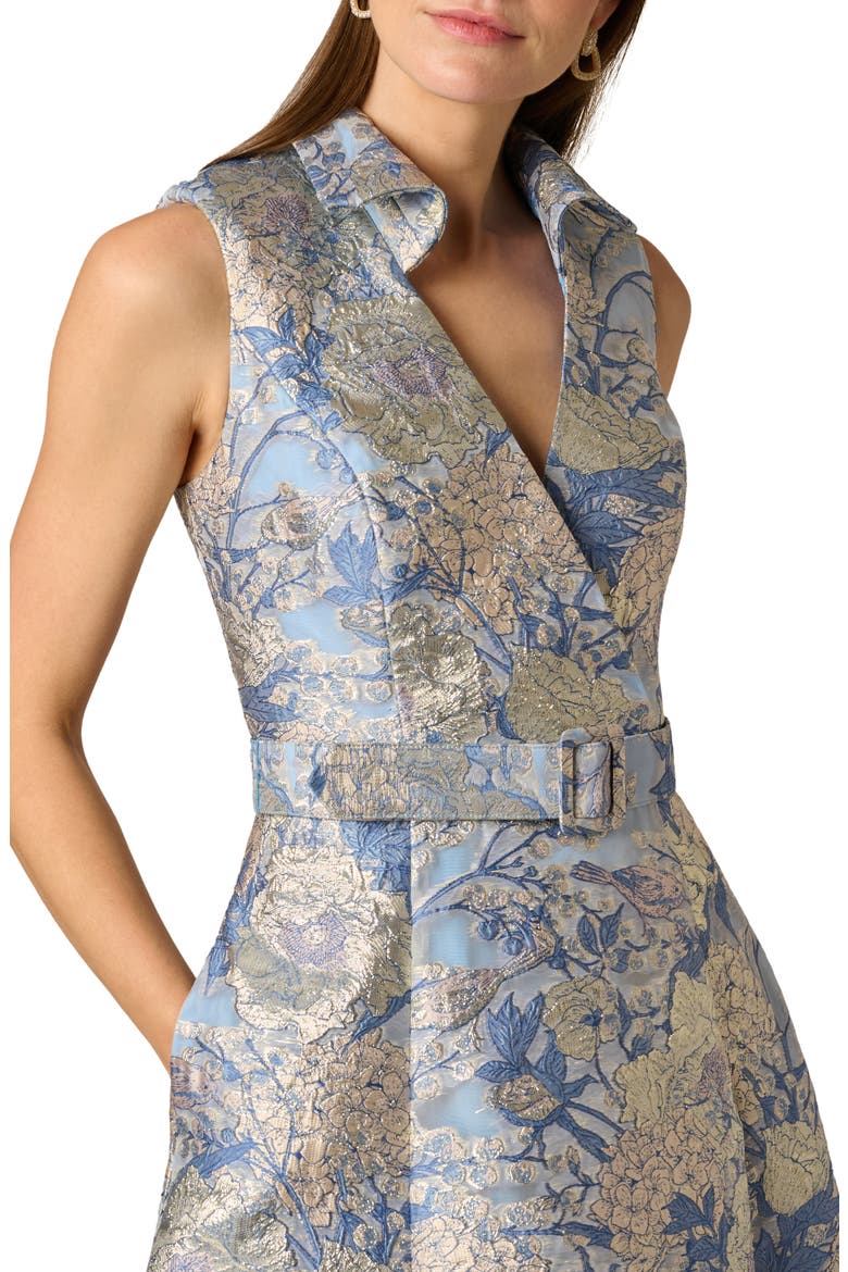 Floral Jacquard Midi Dress, Alternate, color, BLUE MULTI