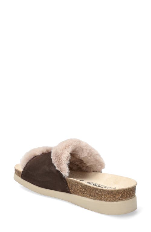 Mephisto Hemeline Faux Fur Slide Sandal In Brown